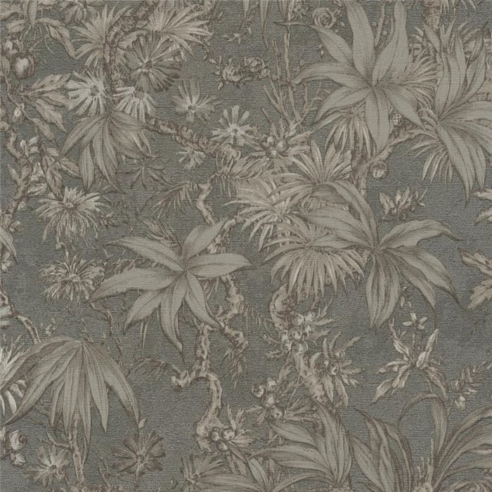 Papeldecor|Papier peint jungle tropical colonial gris|Salón