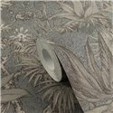 Papeldecor|Tropische Dschungeltapete im Kolonialstil grau|Wohnen