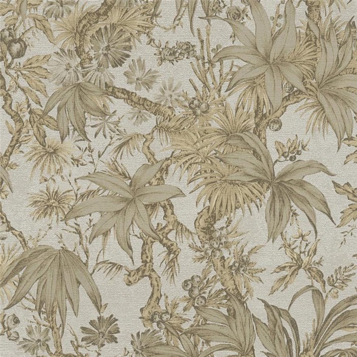 Papeldecor|Colonial tropical jungle wallpaper beige|Living Room