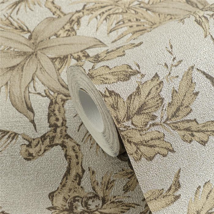 Papeldecor|Colonial tropical jungle wallpaper beige|Living Room