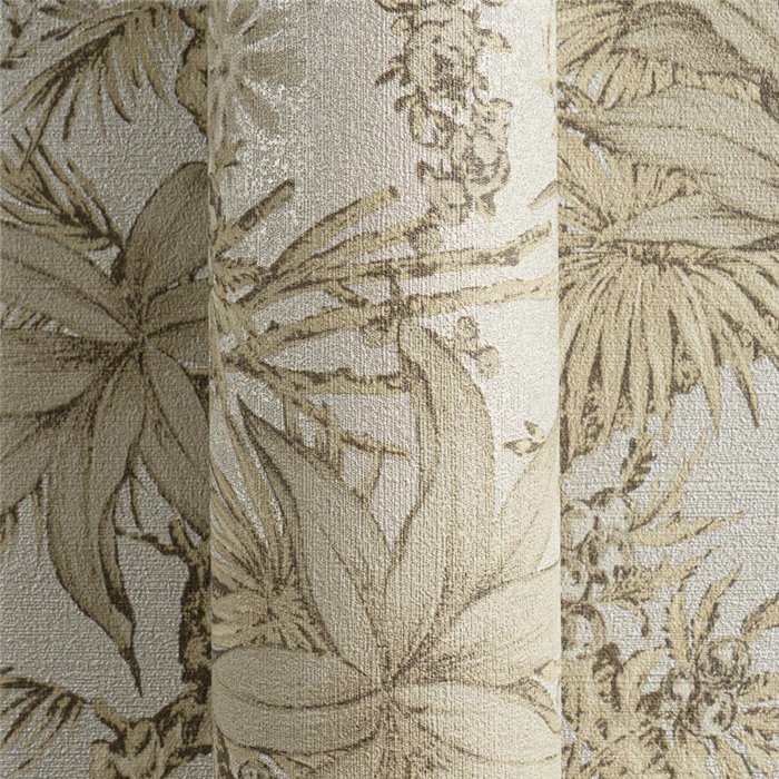 Papeldecor|Colonial tropical jungle wallpaper beige|Living Room