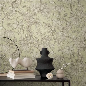 Papeldecor|Tropische Dschungeltapete im Kolonialstil cremeweiß|Gewerberäume 2