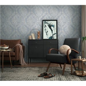 Papeldecor|Papel pintado damasco plata y beige|Locales Comerciales 2