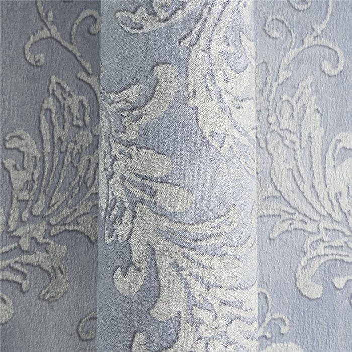 Papeldecor|Papier peint damassé métallisé bleu|Salón