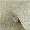 Papeldecor|Metallic damask wallpaper turquoise blue|Damask