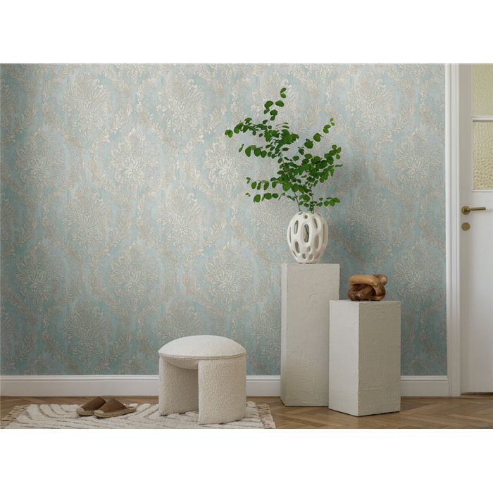 Papeldecor|Light blue damask wallpaper|Commercial Premises