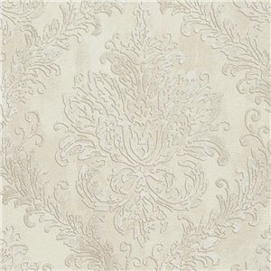 Papeldecor|Papier peint damassé argent et beige|Locaux commerciaux