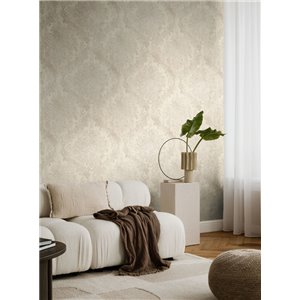 Papeldecor|Papier peint damassé argent et beige|Locaux commerciaux 2
