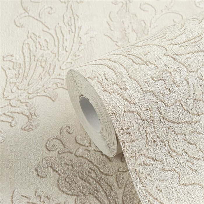 Papeldecor|Papier peint damassé brillant beige|Salón