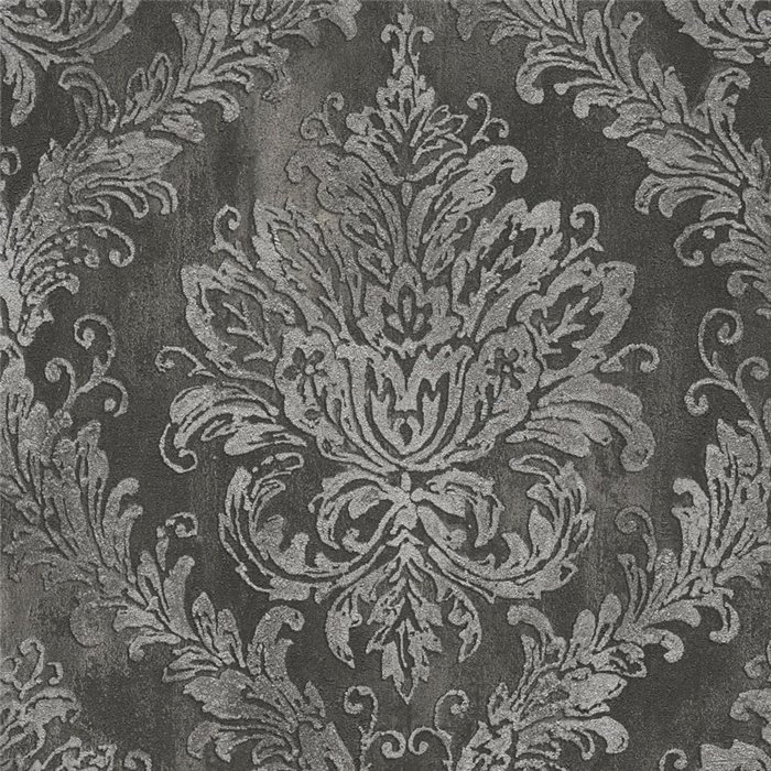 Papeldecor|Black and silver damask wallpaper|Damask