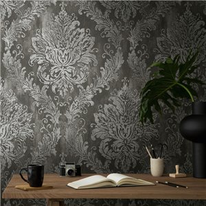 Papeldecor|Silver and beige damask wallpaper|Commercial Premises 2