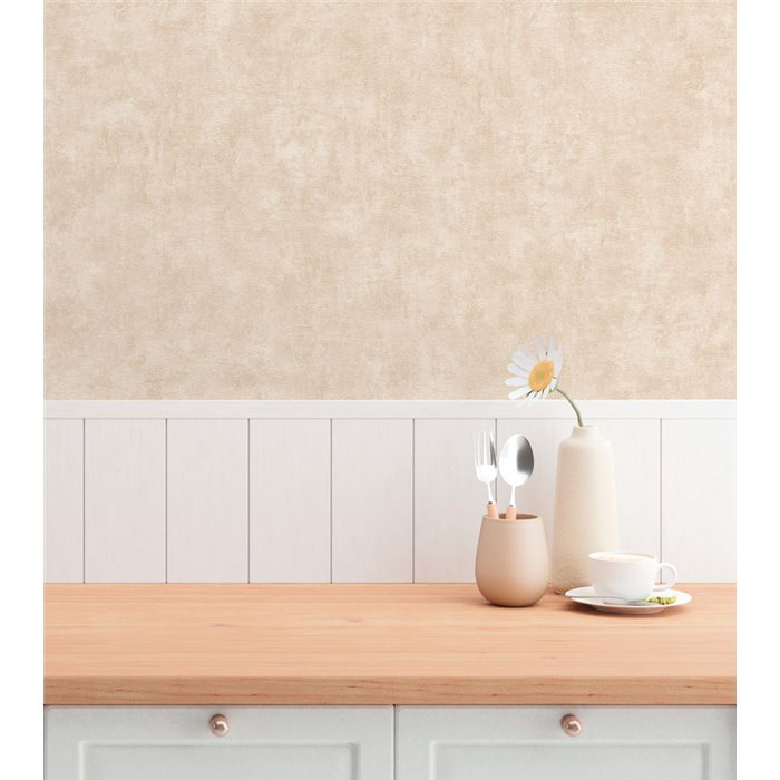 Papeldecor|Küchentapete Uni Stuckoptik hellbraun|Küche
