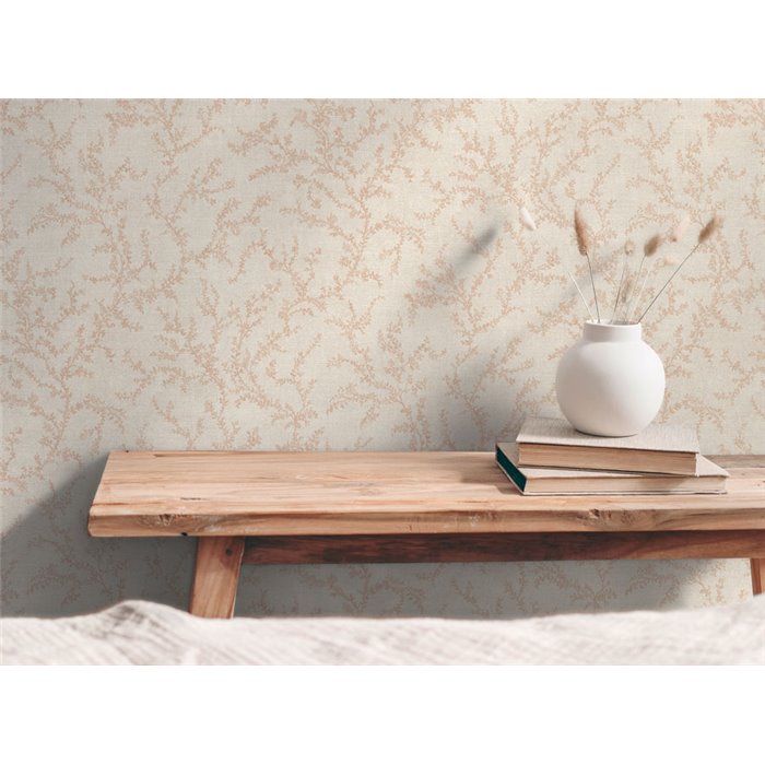 Papeldecor|Schlafzimmer Tapete skandinavisch Zweige beige|Schlafzimmer