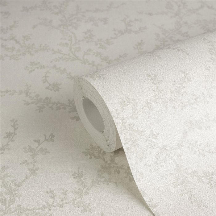 Papeldecor|Schlafzimmer Tapete skandinavisch floral hellgrau|Schlafzimmer