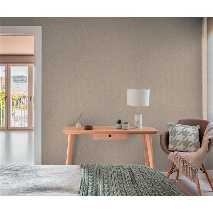 Papeldecor|Schlafzimmer Tapete skandinavisch Fischgrät braun|Schlafzimmer