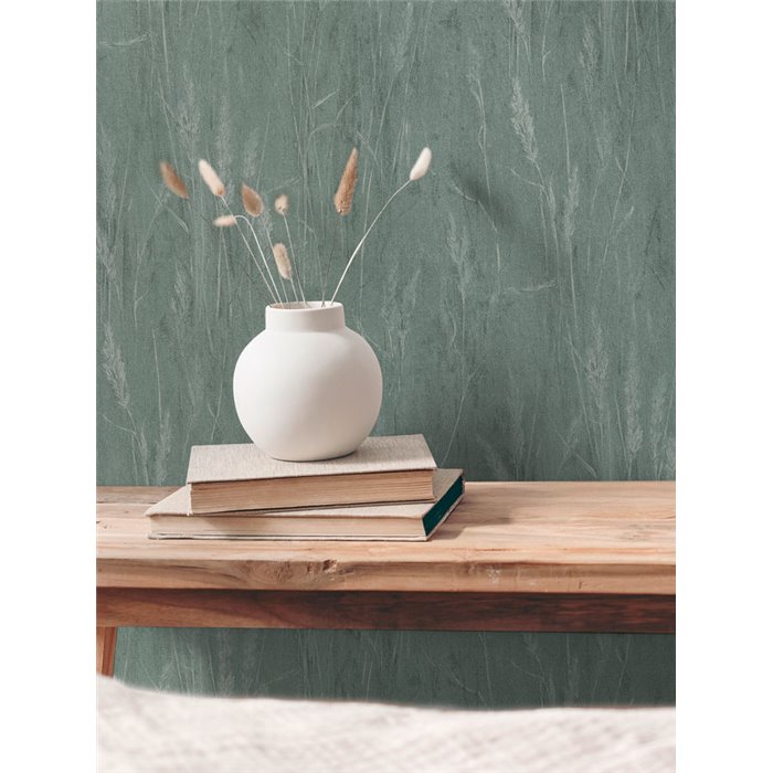 Papeldecor|Scandinavian wildflower living room wallpaper green|Living Room