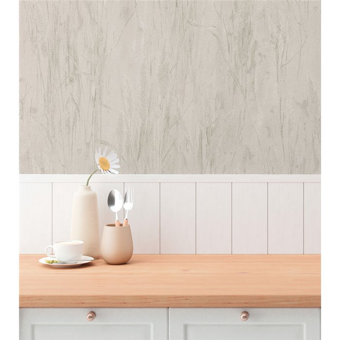 Papeldecor|Küchentapete skandinavisch Wildblumen grau|Küche