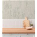 Papeldecor|Papier peint cuisine scandinave fleurs sauvages gris clair|Cuisine