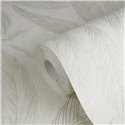 Papeldecor|Papier peint salon nordique grandes feuilles blanc et argent|Salón