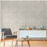 Papeldecor|Papier peint salon nordique grandes feuilles beige|Salón