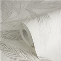 Papeldecor|Papier peint salon nordique grandes feuilles beige|Salón