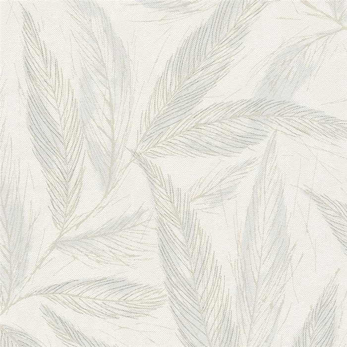 Papeldecor|Papier peint salon nordique grandes feuilles blanc et gris|Salón