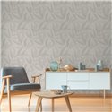 Papeldecor|Papier peint salon nordique grandes feuilles gris|Salón