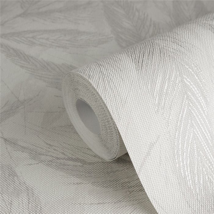Papeldecor|Papel pintado salón nórdico hojas grandes gris|Salón