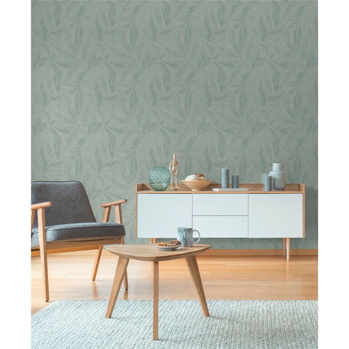 Papeldecor|Wohnzimmer Tapete nordisch große Blätter grün|Wohnen