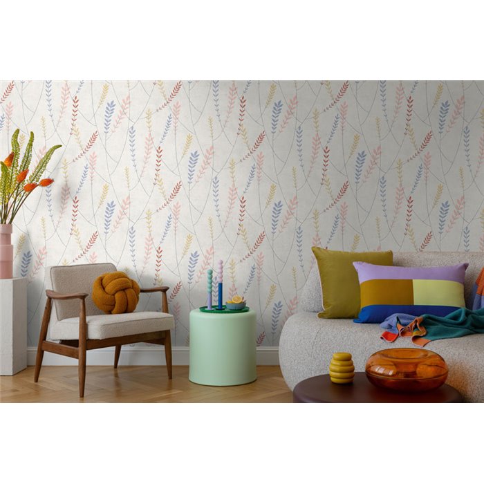 Papeldecor|Scandinavian minimalist floral wallpaper multicolour|Scandinavian