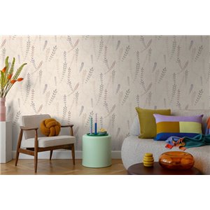 Papeldecor|Scandinavian minimalist floral wallpaper beige|Bedrooms 2