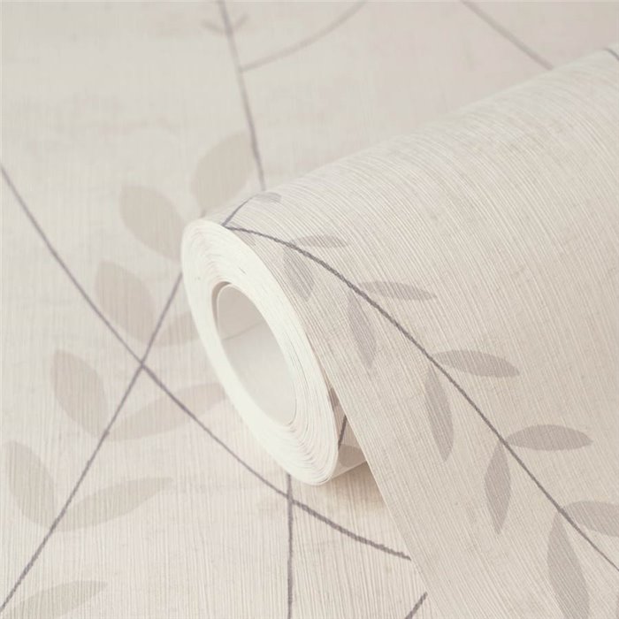 Papeldecor|Skandinavische minimalistische Blumentapete hellbeige|Schlafzimmer