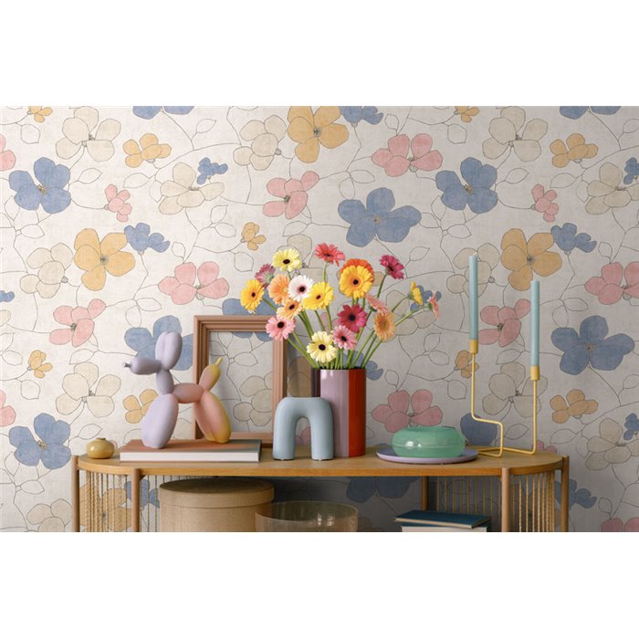 Papeldecor|Nordic minimalist floral wallpaper pastel tones|Commercial Premises