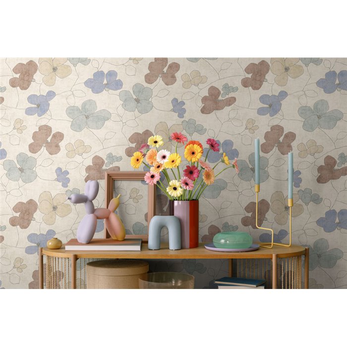 Papeldecor|Skandinavische minimalistische Blumentapete Pastelltöne|Skandinavisch