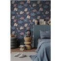 Papeldecor|Papier peint floral minimaliste scandinave bleu|Chambres