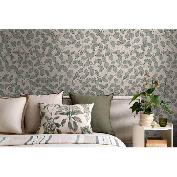 Papeldecor|Papier peint motif feuilles nordique vert|Chambres