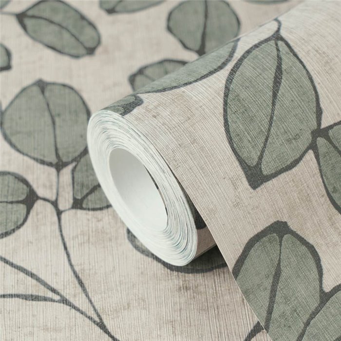 Papeldecor|Nordische Blättertapete grün|Schlafzimmer