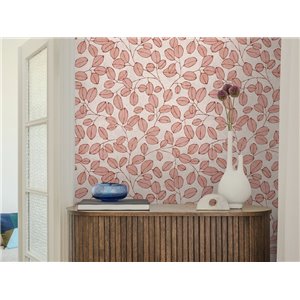 Papeldecor|Nordic leaf pattern wallpaper yellow|Living Room 2