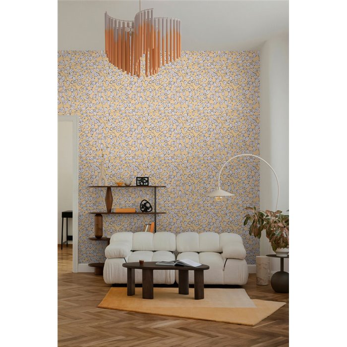 Papeldecor|Nordic leaf pattern wallpaper yellow|Scandinavian