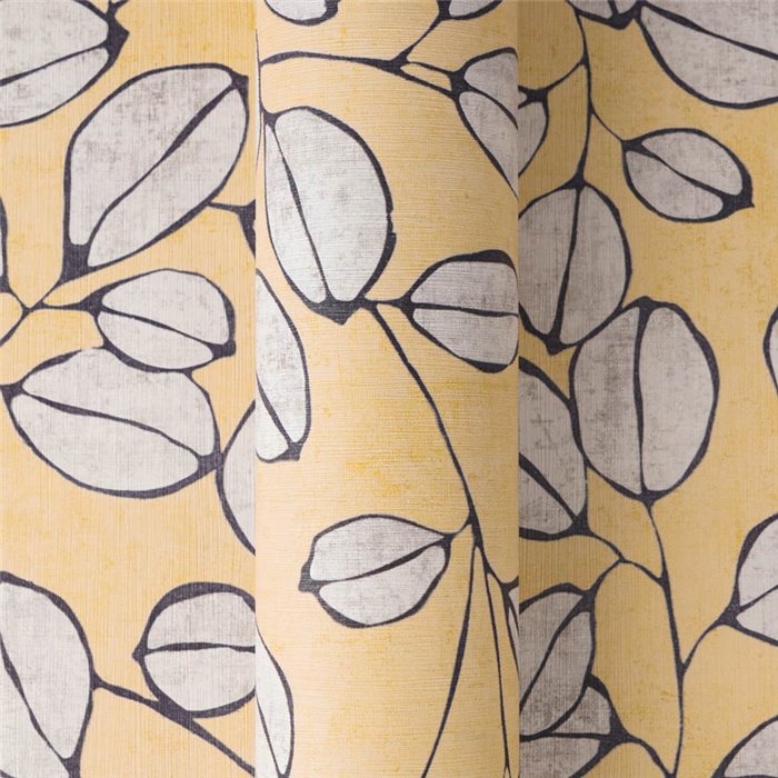 Papeldecor|Nordic leaf pattern wallpaper yellow|Scandinavian