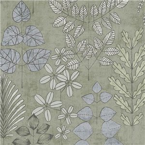 Papeldecor|Skandinavische eklektische Blumentapete grau|Schlafzimmer