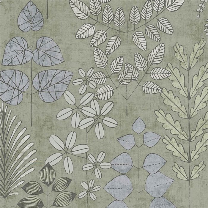 Papeldecor|Skandinavische moderne Blumentapete grün|Schlafzimmer