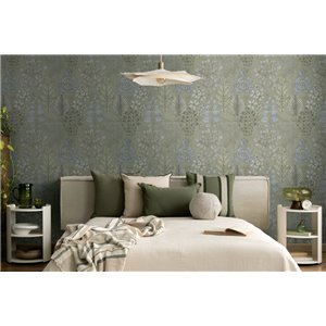 Papeldecor|Skandinavische eklektische Blumentapete grau|Schlafzimmer 2