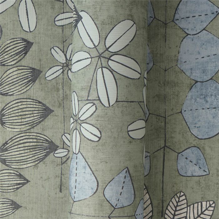 Papeldecor|Skandinavische moderne Blumentapete grün|Schlafzimmer