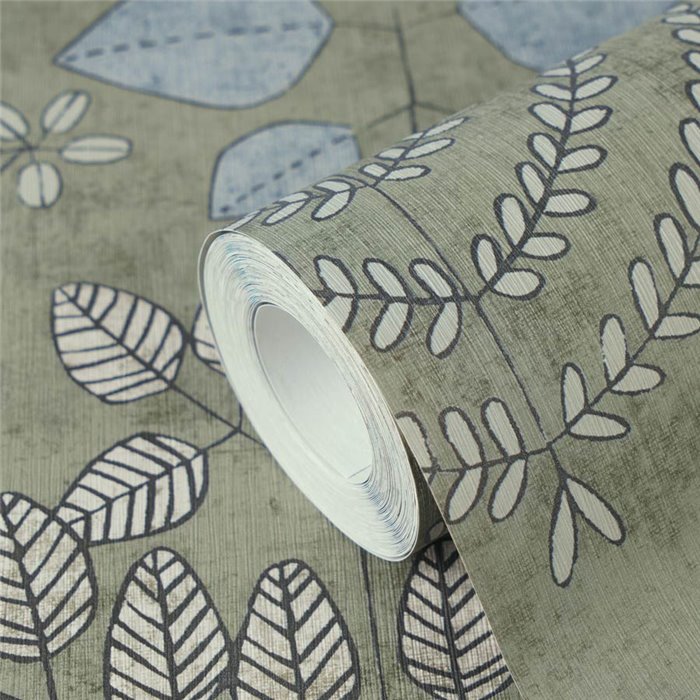 Papeldecor|Papier peint floral moderne scandinave vert|Chambres