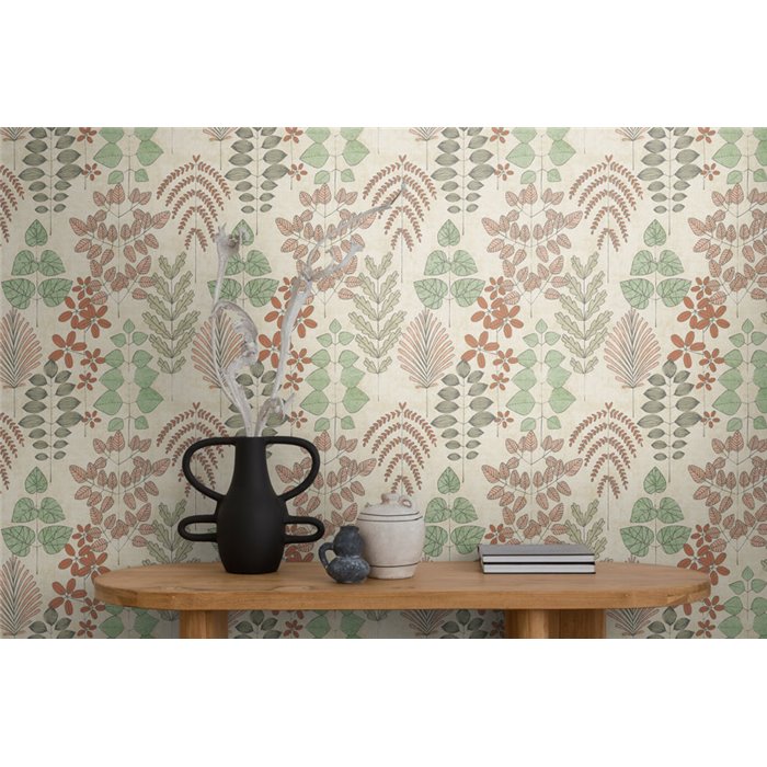 Papeldecor|Scandinavian modern floral wallpaper beige|Living Room