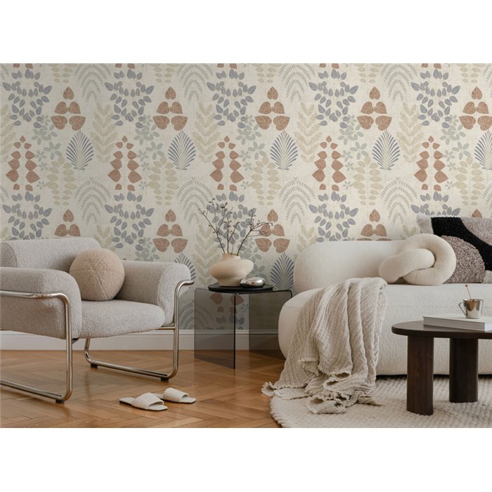 Papeldecor|Modern Nordic floral wallpaper white|Bedrooms