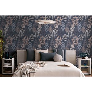 Papeldecor|Skandinavische eklektische Blumentapete grau|Schlafzimmer 2