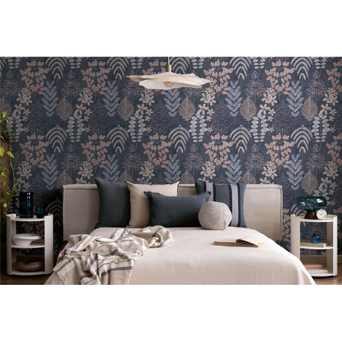 Papeldecor|Papier peint floral éclectique moderne bleu|Chambres