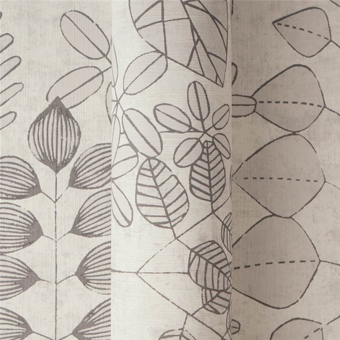 Papeldecor|Skandinavische eklektische Blumentapete grau|Schlafzimmer